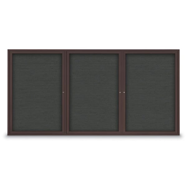 United Visual Products 18"x24" 1-Door Enclosed Outdoor Letterboard, Grey Felt/Bronze Alum UV1166D-BRONZE-GREY - main